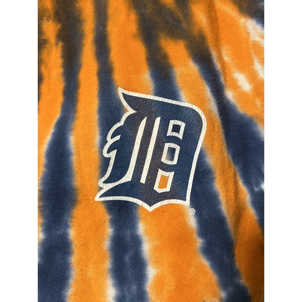 Y2K Detroit Tigers Tie Dye T Shirt XL MLB Liquid Blue Baseball Orange Blue USA - Picture 4 of 6
